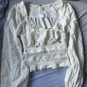 Free People Puff Sleeve Babydoll Top